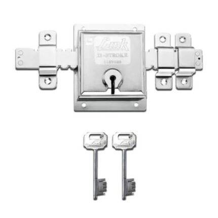 Link 12Turn Main Door/Shutter Heavy Lock With 2 Key stroke Lever Mechanism(106x135mm) Lock (Silver)