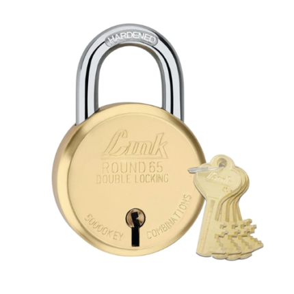 Link 8 Levers 65mm Round Brass Body Padlock