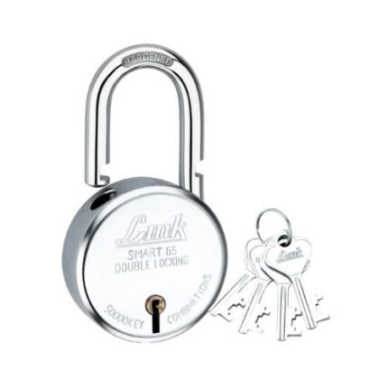 Link Smart 65mm Round 7 Levers Double Locking Hardened Shackle 50k Key Combination Padlock (Silver)